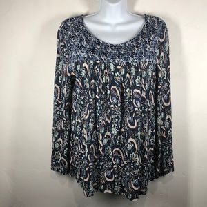 Lucky Brand blue floral blouse size small